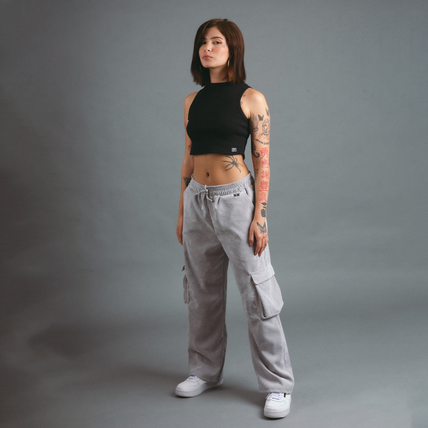 Pantalón Cargo Courdoroy - Gris