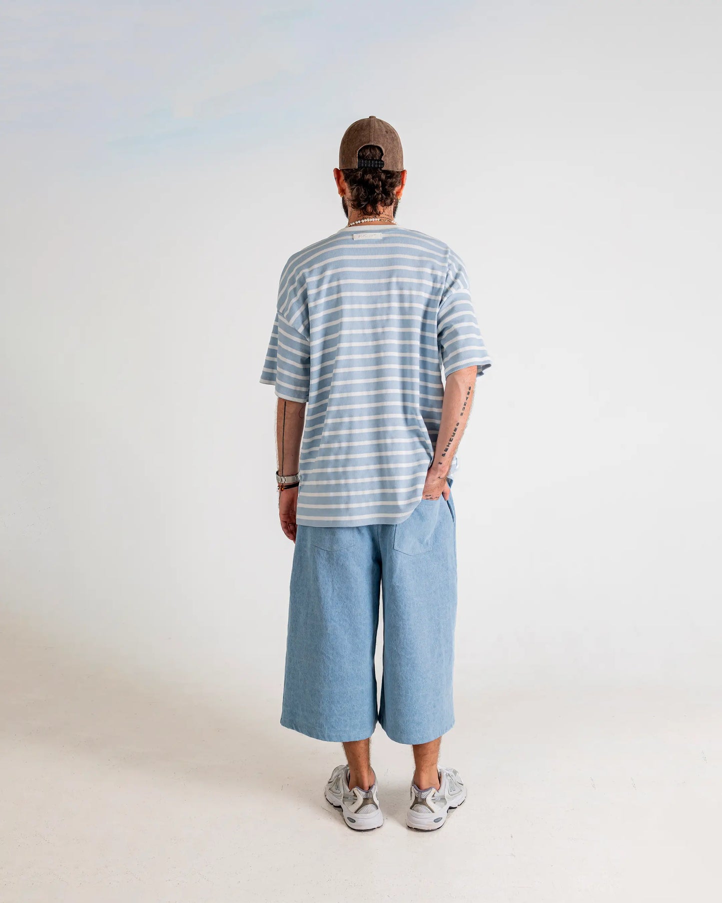 U-Turn Camiseta Oversized Rib Rayas - Blue