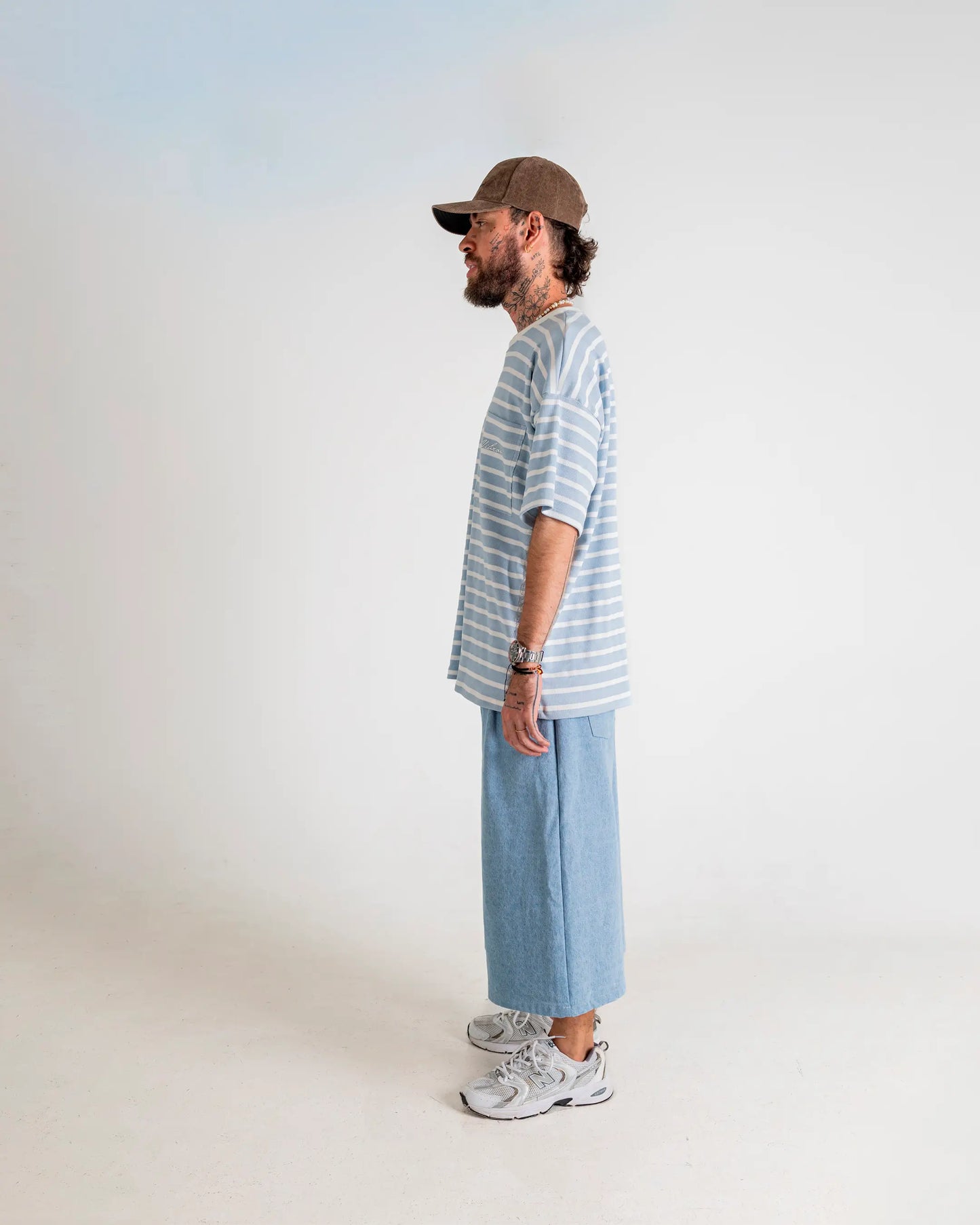 U-Turn Camiseta Oversized Rib Rayas - Blue