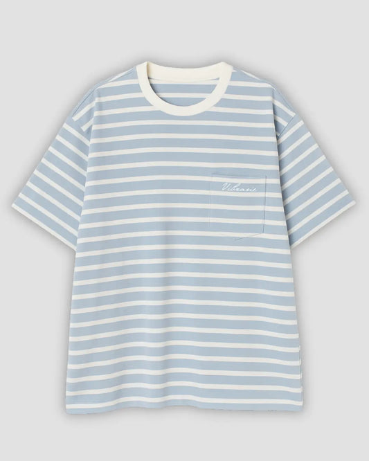U-Turn Camiseta Oversized Rib Rayas - Blue