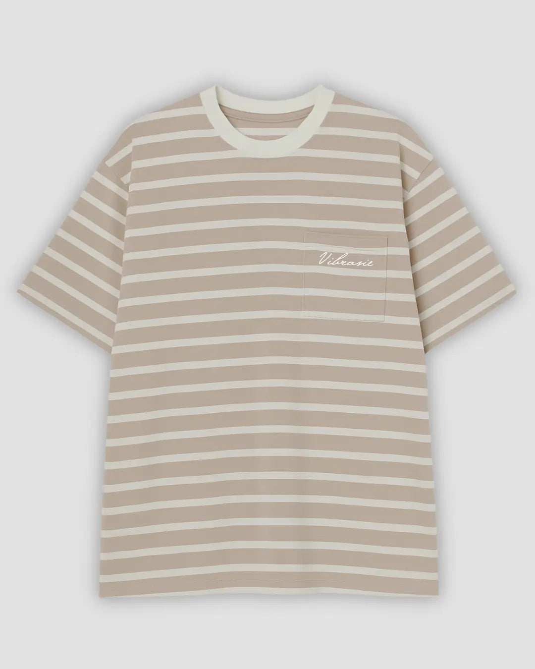 U-Turn Camiseta Oversized Rayas Rib - Beige