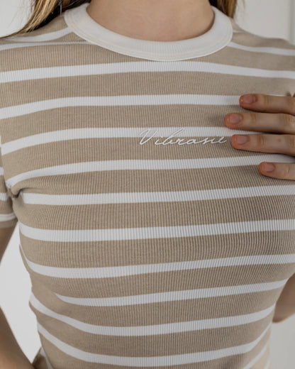 U-Turn Slim Tee Rib - Beige
