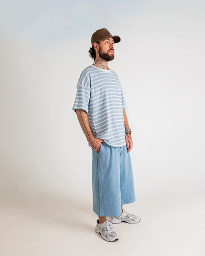 U-Turn Camiseta Oversized Rib Rayas - Blue
